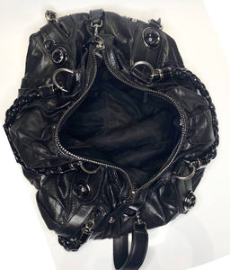 2000s Tom Ford for Gucci Black GG Black Leather Abbey Medium Shoulder Bag - STYLE-CHNGR