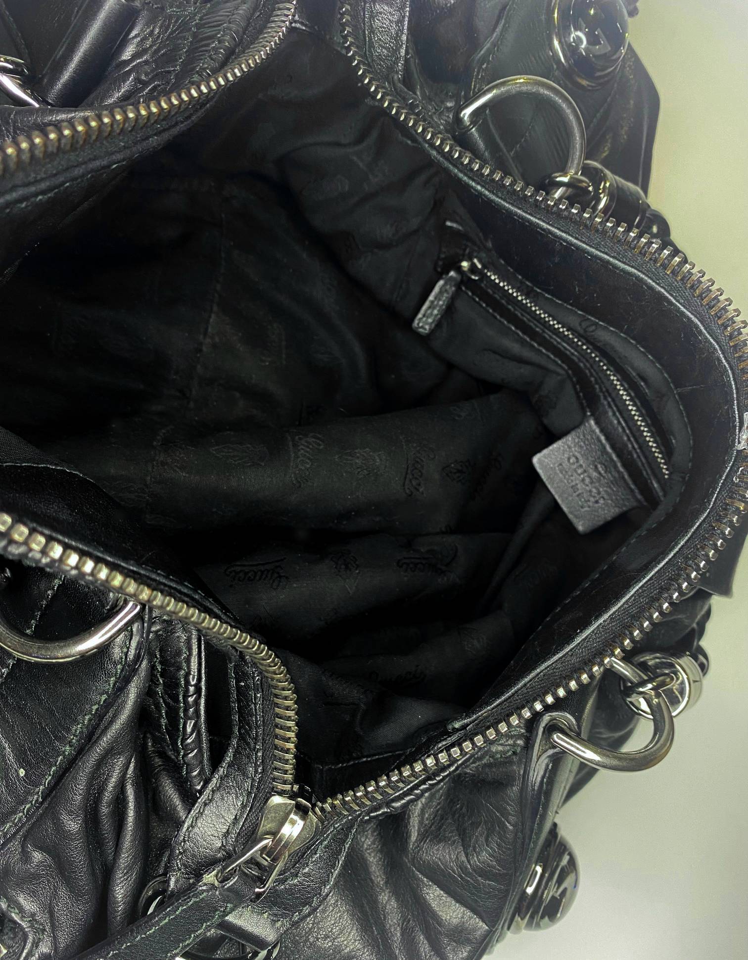 2000s Tom Ford for Gucci Black GG Black Leather Abbey Medium Shoulder Bag - STYLE-CHNGR