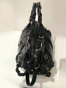 2000s Tom Ford for Gucci Black GG Black Leather Abbey Medium Shoulder Bag - STYLE-CHNGR