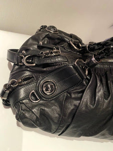 2000s Tom Ford for Gucci Black GG Black Leather Abbey Medium Shoulder Bag - STYLE-CHNGR