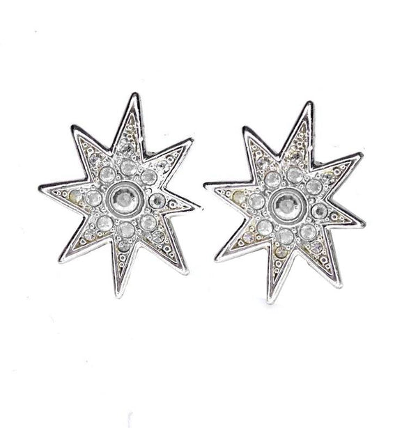 1990s Christian Dior Star Shaped Clip On Earrings with crystals - STYLE-CHNGR