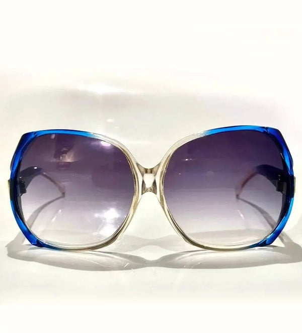 YVES SAINT LAURENT BLUE CLEAR OVERSIZED SUNGLASSES - STYLE-CHNGR