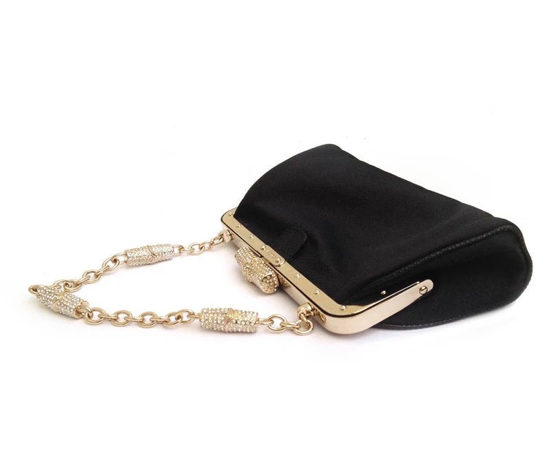 2000s Gucci Satin Crystal bamboo evening clutch bag - STYLE-CHNGR