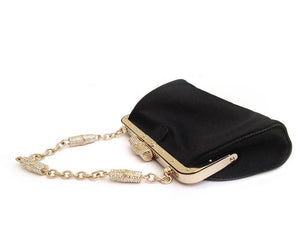 2000s Gucci Satin Crystal bamboo evening clutch bag - STYLE-CHNGR