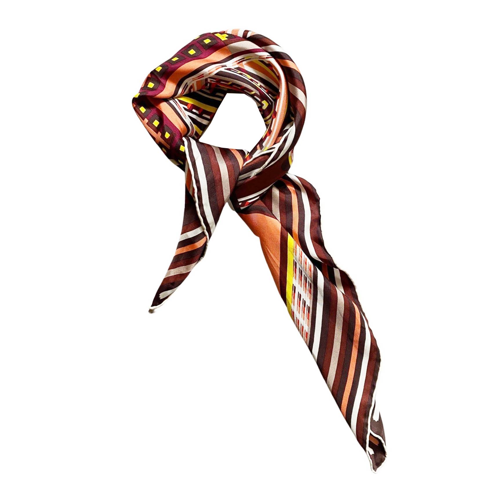 1990s Christian Dior Multicolor Abstract Geometric Logo Silk Scarf - STYLE-CHNGR