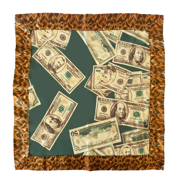 1990s DG Dolce & Gabbana Dollars Leopard Print Chiffon Silk Scarf - STYLE-CHNGR