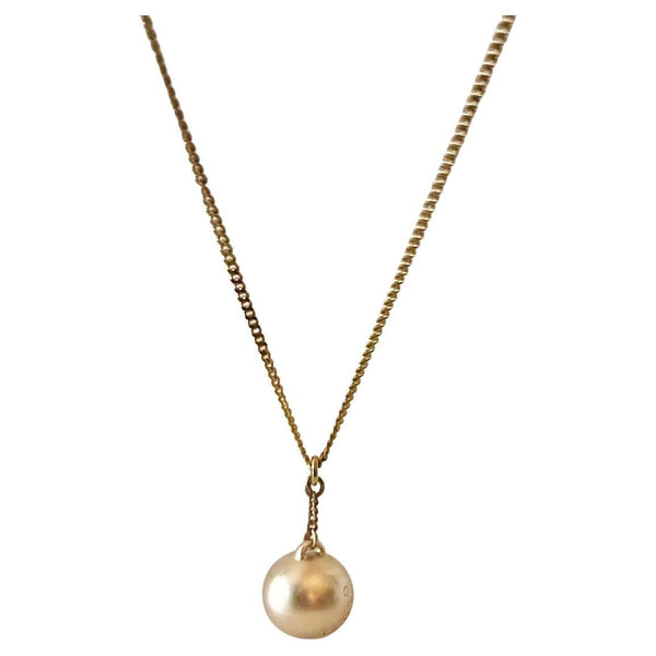 1990s KENZO Brushed Bronze Logo Ball Pendant on Chain Necklace - STYLE-CHNGR