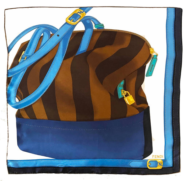 2000s Fendi Two Bags FF Zucca Silk Large Scarf Shawl - STYLE-CHNGR