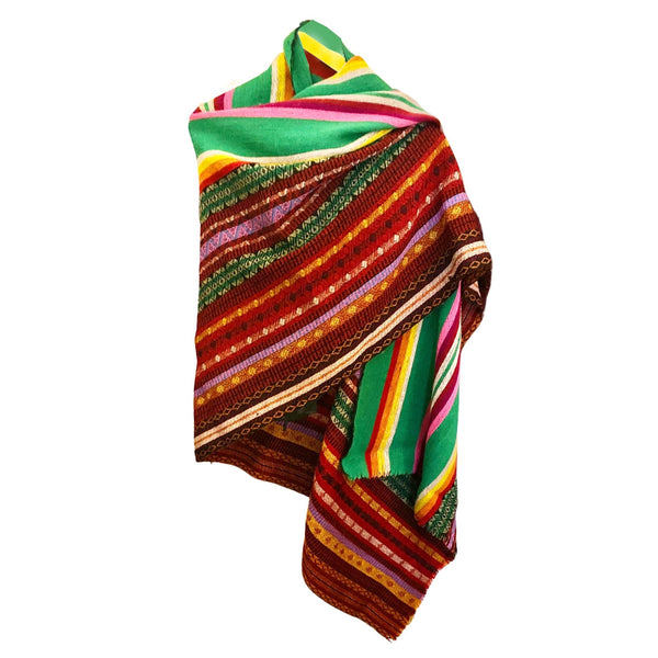 1980s Kenzo Tribal Multicolour Wool Wrap Scarf - STYLE-CHNGR